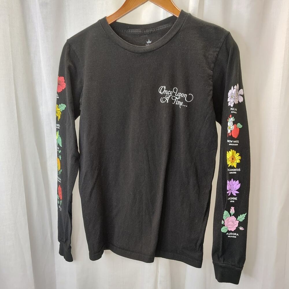 Disney Princess Boxed Lunch Black Long Sleeve T Flower Sleeves, XS